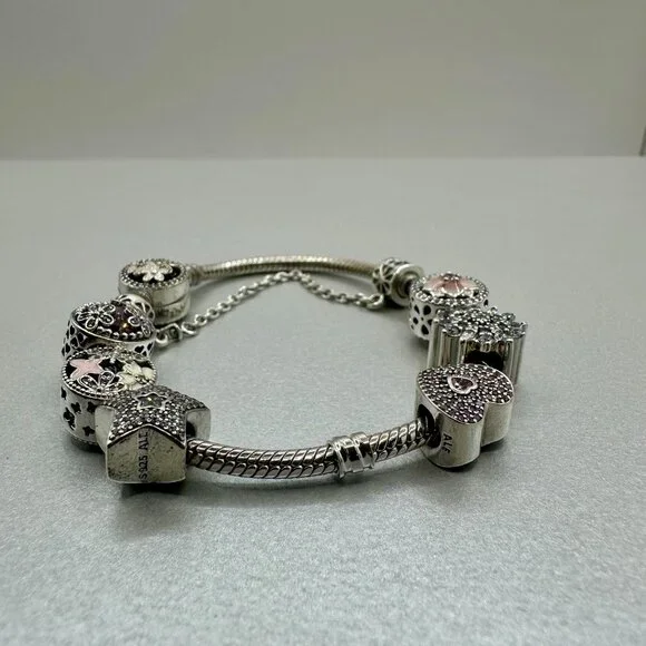 Authentic Pandora 6 Charm Bracelet in 925 Sterling Silver